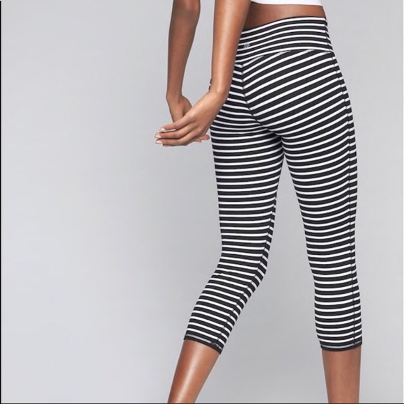 Athleta | Pants u0026 Jumpsuits | Athleta Black White Striped Workout Pant  Legging | Poshmark